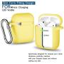 AirPods Case Cover with Keychain, Full Protective Silicone AirPods Accessories Skin Cover for Women Girl with Apple AirPods Wireless Charging Case,Front LED Visible-Yellow