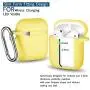 AirPods Case Cover with Keychain, Full Protective Silicone AirPods Accessories Skin Cover for Women Girl with Apple AirPods Wireless Charging Case,Front LED Visible-Yellow