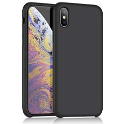 XSHNUO iPhone Xs Silicone Case, Liquid Silicone Gel Rubber Ultra Thin Case with Soft Microfiber Cloth Lining Cushion for Apple iPhone Xs (2018)/iPhone X (2017) 5.8 inch (Black)