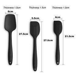 Silicone Spatula 3-piece Set, High Heat-Resistant Good Grips Spatulas, Non-stick Rubber Spatulas with Stainless Steel Core, Black