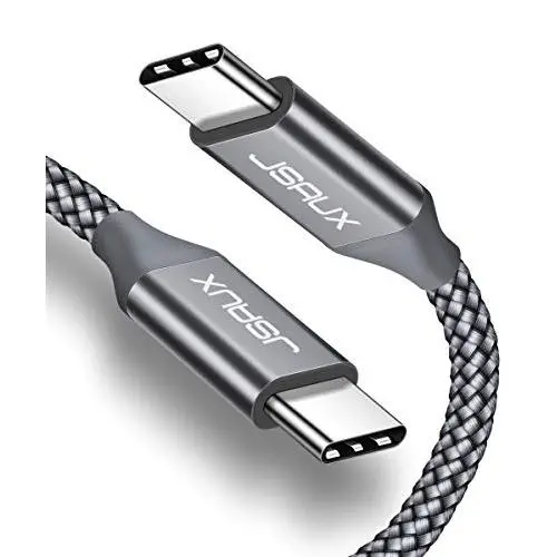 USB C to USB C 60W Fast Charging Cable, JSAUX[2 Pack 6.6ft] USB-C to USB-C Nylon Charger Cord Compatible with Samsung Galaxy Note 10 Plus A80, Google Pixel 2/3/3a/4 XL, iPad pro 2018 and More-Grey