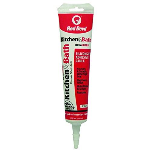 Red Devil 040520 Kitchen & Bath Siliconized Acrylic Caulk, Almond, 5.5-Ounce