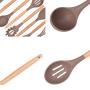 Gwjs Silicone Wood Handle Kitchenware, Non-stick Heat-resistant Cookware Silicone Spatula Set Kitchen Gadget Kitchen Utensils-nine-piece Set 32.5cm(12.8inch)