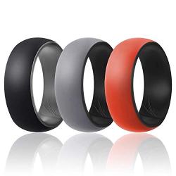 ROQ Silicone Wedding Ring for Men - 3 Packs/4 Packs & Singles - Duo Collection Silicone Rubber Wedding Bands - Classic Styles