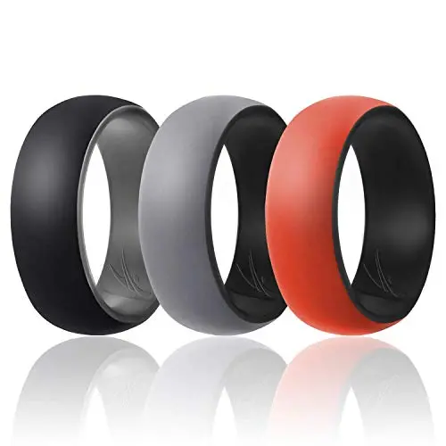 ROQ Silicone Wedding Ring for Men - 3 Packs/4 Packs & Singles - Duo Collection Silicone Rubber Wedding Bands - Classic Styles