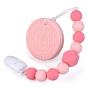 Baby Teething Toys BPA Free Silicone Teether Chew Egg with Pacifier Clip Cute and Effective Pain Relief Pink Cookie for Stylish Girl