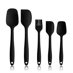 Silicone Spatula Set - 5 Piece Non-Stick Rubber Spatula Set with Stainless Steel Core - Heat-Resistant Spatula Kitchen Utensils Set for Cooking, Baking and Mixing - Black