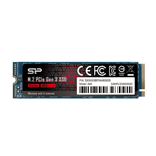 Silicon Power 256GB - NVMe M.2 PCIe Gen3x4 2280 TLC R/W up to 3,100/1,100MB/s SSD (SU256GBP34A80M28AB)