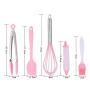 Silicone Cookware Set, Kitchen Utensils Gadget Set, Non-Stick Heat-Resistant Silicone Spatula Set, Stainless Steel Handle Egg Beater Brush Food Clip, Kitchenware