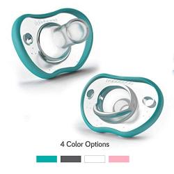 Nanobebe Pacifiers 3+ Month - Orthodontic, Curves Comfortably with Face Contour, Award Winning for Breastfeeding Babies, 100% Silicon - BPA Free. Perfect Baby Registry Gift 2pk, Teal