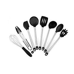 Silicone Kitchenware 8 Piece Set Stainless Steel Handle Silicone Kitchenware Set Egg Beater Pasta Spoon Non-stick Shovel Spoon Tool