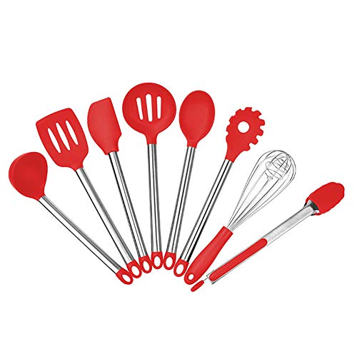 Kitchen Utensils,silicone Kitchenware 8-piece Set Silicone Spatula Set Shovel Scoop Kit Kitchen Gadget Kitchen Tool-red 35cm(14inch)