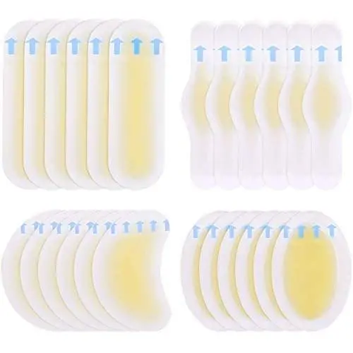 24 Pieces Blister Pads Bandages Blister Gel Guard Waterproof Blister Prevention Cushions for Fingers Toes Forefoot and Heel