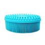 100% Silicone Bath & Shower Loofah Brush Scrubber, Gentle Scrub Skin Exfoliation, 2 in 1 Face & Body Scrubber Massage - Blue