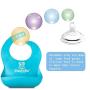 PandaEar Set of 2 Cute Silicone Baby Bibs for Babies & Toddlers (10-72 Months) Waterproof, Soft, Unisex, Non Messy - Turquoise/Lime Green