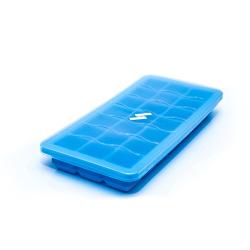 Sonder Silicone Ice Cube Trays, With Lids- Covered 2 pc set with 42 molds-Flexible Rubber Plastic Stackable Mini Cocktail Whiskey Ice Cube Mold Storage Containers - Red & Blue