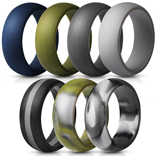 Saco Band Mens Silicone Rings Wedding Bands - 7 Pack / 1 Ring