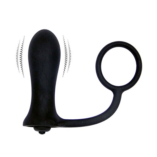 ARIRRA Silicone Vibrating Penis Ring Prostate Massager Butt Plug Anal Vibrator Sex Toys for Men