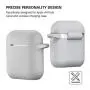 AirPods Case, Silicone Cover with U Shape Carabiner,360°Protective,Dust-Proof,Super Skin Silicone Compatible with Apple AirPods 1st/2nd (Gray)