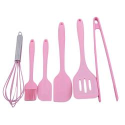 SONGLIN Pink Kitchenware Scraper Non-stick Silicone Shovel Bakery Kit Baking Set 6 Pieces Kit Kitchenware