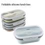 LVAIJING Silicone Folding Lunch Box Microwave Single Layer Storage Box Kitchenware Retractable Picnic Lunch Box,Nordicgreen