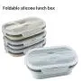 LVAIJING Silicone Folding Lunch Box Microwave Single Layer Storage Box Kitchenware Retractable Picnic Lunch Box,Nordicgreen