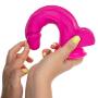 Ultra Realistic Dildo-Bendable 8” Sex Toy G-Spot Stimulator-Premium Massage Dual Density for Beginners Women with Strong Suction Cup, Free Lube & Satin Bag (Pink)