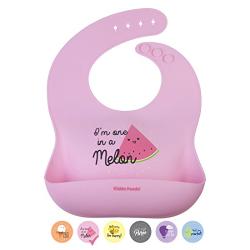 KIDDO FEEDO Silicone Bibs for Babies and Toddlers - 6 Unique Designs/Colors Available ? Waterproof, Soft and Easy-Clean - BPA Free - Pink