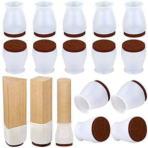 Chair Leg Protectors for Hardwood Floors and Tile Floors 16+2Pcs, Chair Leg Covers to Protect Floors Have Indivisible Felt Pads, Move Furniture Quietly&Protect Your Floors from Scratches(Small, Milky)