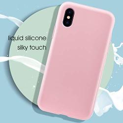 MILPROX iPhone X/Xs Silicone Series Liquid Silicone Gel Rubber Slim Fit Case with Soft Microfiber Cloth Lining Cushion for iPhone X/iPhone Xs-Pink