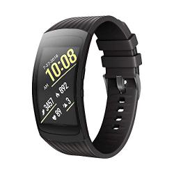 NotoCity Compatible Samsung Gear Fit2 Pro Band Solft Silicone Gear Fit2 Watch Strap Samsung Gear Fit2 Pro Smartwatch Bands Man Women(Black/Grey, Large)