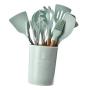 LOVIVER Silicone Cooking Utensils Lot Kitchen Utensil Set of 9, -40℃~230℃ Resistant - Light Green, Plastic Holder Included