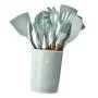 LOVIVER Silicone Cooking Utensils Lot Kitchen Utensil Set of 9, -40℃~230℃ Resistant - Light Green, Plastic Holder Included