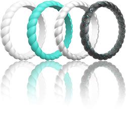 ThunderFit Womens Thin Swivel Rings, 10 Rings / 8 Rings / 4 Rings / 1 Ring - Stackable Silicone Wedding Rings - 2.5mm Wide - 2mm Thick