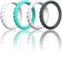 ThunderFit Womens Thin Swivel Rings, 10 Rings / 8 Rings / 4 Rings / 1 Ring - Stackable Silicone Wedding Rings - 2.5mm Wide - 2mm Thick
