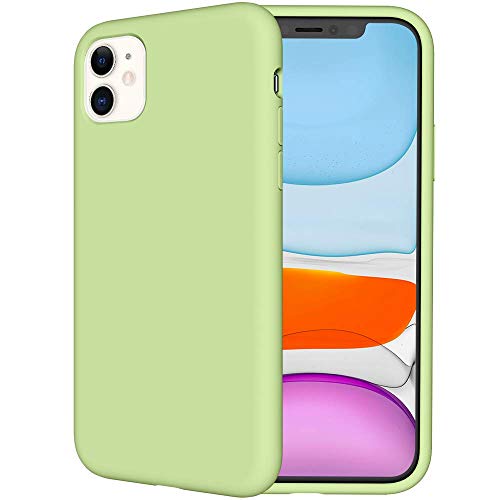 Caka Silicone Case for iPhone 11 Liquid Silicone Case Soft Protective Shockproof Microfiber Lining Gel Rubber Anti Scratch Case for iPhone 11 (6.1 inch)(2019 Release)(Matcha Green)