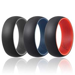 ROQ Silicone Wedding Ring for Men - 3 Packs/4 Packs & Singles - Duo Collection Silicone Rubber Wedding Bands - Classic Styles