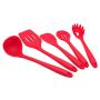 Silicone Kitchenware Set 10 Piece Set Silicone Scraper Brush Food Clip Cooking Shovel Spoon Kitchen utensils Spoon (Color : Red)