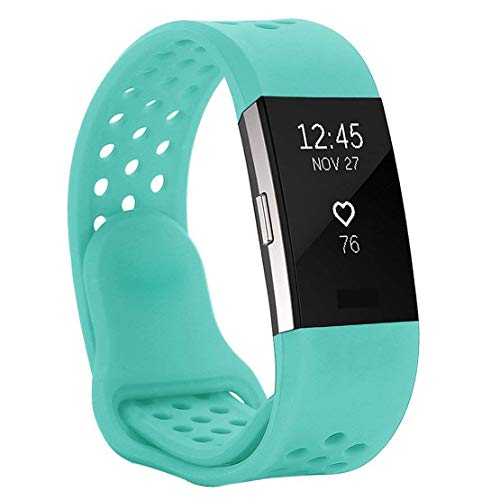 Hanlesi Bands Compatible with Fitbit Charge 2, Soft Silicone Breathable Fashion Sport Strap for Fit bit Charge2 Replacement Original Accessory