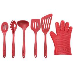 Crucible Cookware Utensils Set, 12-Piece Complete Silicone Baking & Cooking Kitchen Tools Set, Cookware Set, BBQ, Kitchen Gadgets - Red - Utensilios de Cocinas