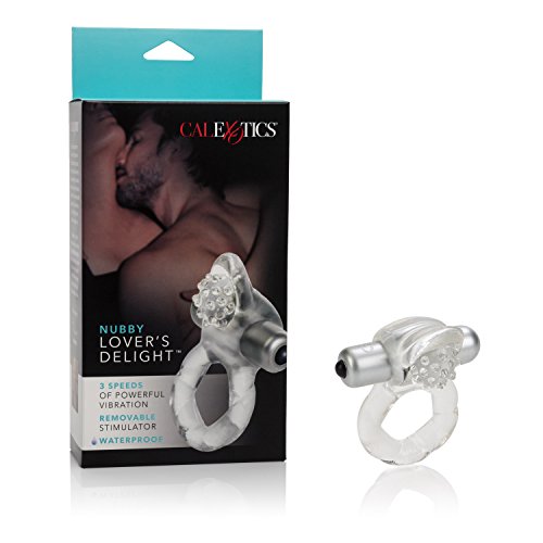 CalExotics Nubby Lover’s Delight - Vibrating Waterproof Cock Ring - Silicone Sex Toy Vibrator for Couples - Clear