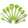 10 Pcs Kitchenware Silicone Heat Resistant Kitchen Cooking Utensils Non-Stick Baking Tool Cooking Tool Sets,Green