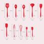Gwjs Silicone Kitchen Utensils, Nonstick Spatula Silicone Kitchenware Set Of 10 Kitchen Gadget Kitchen Tool-red 30.3cm(11.9inch)