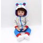 Binxing Toys Reborn Toddlers 24inch Boy Brown Hair Blue and Red Stripe Monkey Pattern Outfit Adorable Realistic Cute Baby for Child Age 5+ (Monkey)