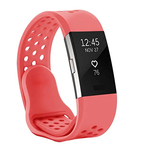 Hanlesi Bands Compatible with Fitbit Charge 2, Soft Silicone Breathable Fashion Sport Strap for Fit bit Charge2 Replacement Original Accessory