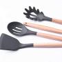 Silicone Kitchenware with Wooden Handle Health and Environmentally Friendly Material Non-stick shovel heat-resistant cooking silicone kitchenware set 7/9/11PCS