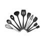 JunbosiKitchenware Silicone Kitchenware Set 10 Piece Set Silicone Scraper Oil Brush Food Clip Cooking Shovel Spoon,Black