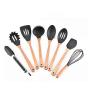 Silicone kitchenware set kitchen cooking spoon shovel set wooden handle silicone spatula set,bambootubeset
