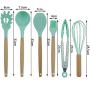Silicone Kitchenware Kitchen Nonstick Cookware Set, Kitchen Tools Baking Utensils, Silicone Wood Handle Kitchenware, 11Pcs