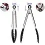Kitchen Barbecue Tongs, Set of 2 (9 inch and 12 inch) Non-Slip, Easy Grip, BPA Free, Stainless Steel Handle, Heat Resistant, Smart Locking, Perfect Utensil for Cooking, BBQ